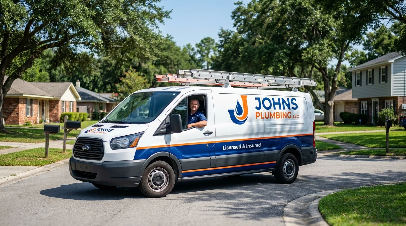 Johns Plumbing LLC service van in Mullica Hill, NJ