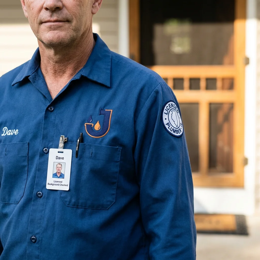 Licensed plumber showing ID badge in Mullica Hill, NJ