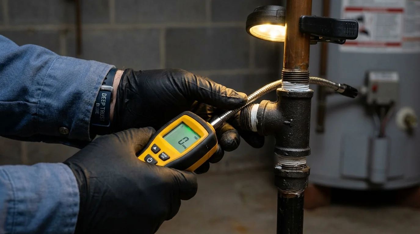 Gas leak detection with electronic sniffer by Johns Plumbing LLC in Mullica Hill