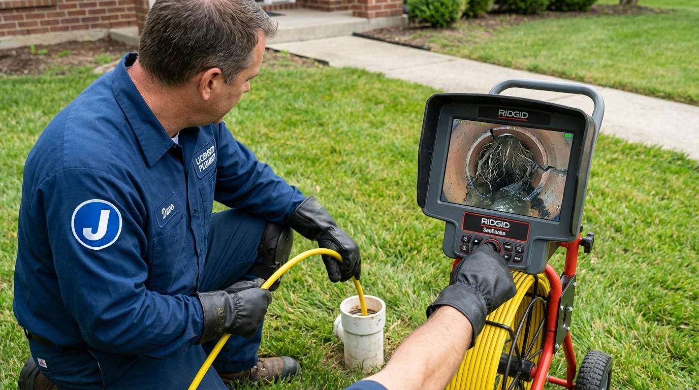 Sewer camera inspection being performed by Johns Plumbing LLC in Mullica Hill