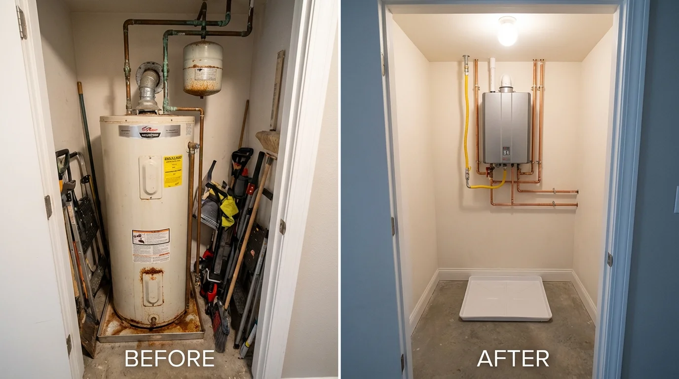 Tank water heater versus wall-mounted tankless unit comparison for Mullica Hill, NJ homeowners